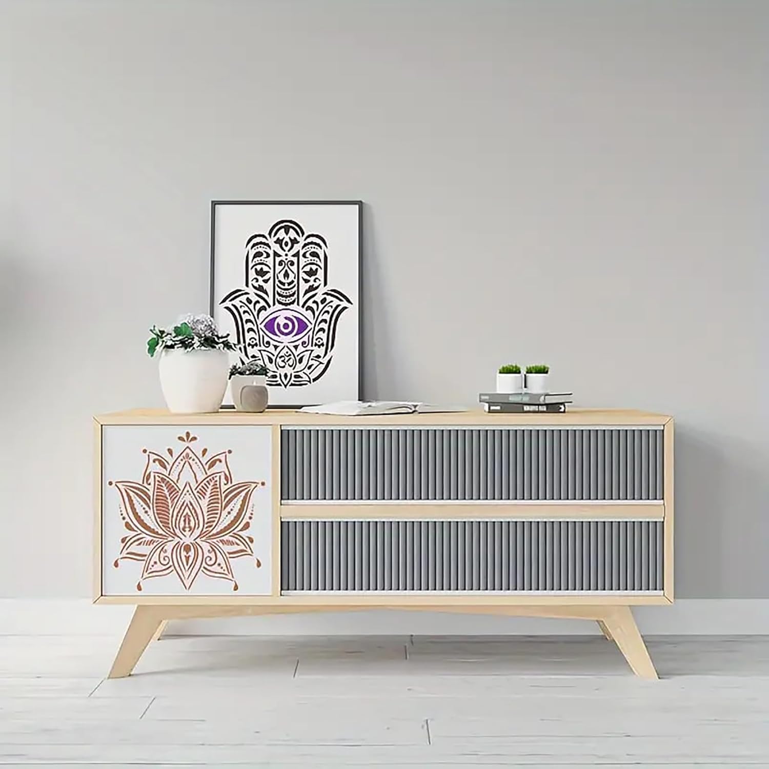 Lotus flower stencil design