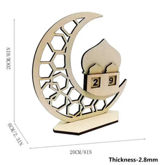 Cliths Ramadan Eid Mubarak Wooden Calendar Crescent Moon Design with Numbered Blocks Islamic Countdown Decor Home & Office