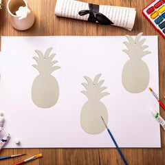Cliths 20 Pcs Pineapple Wood Cutouts Tropical Ornaments with Hemp Ropes DIY MDF Craft Blanks for Wedding, Summer Party Decor
