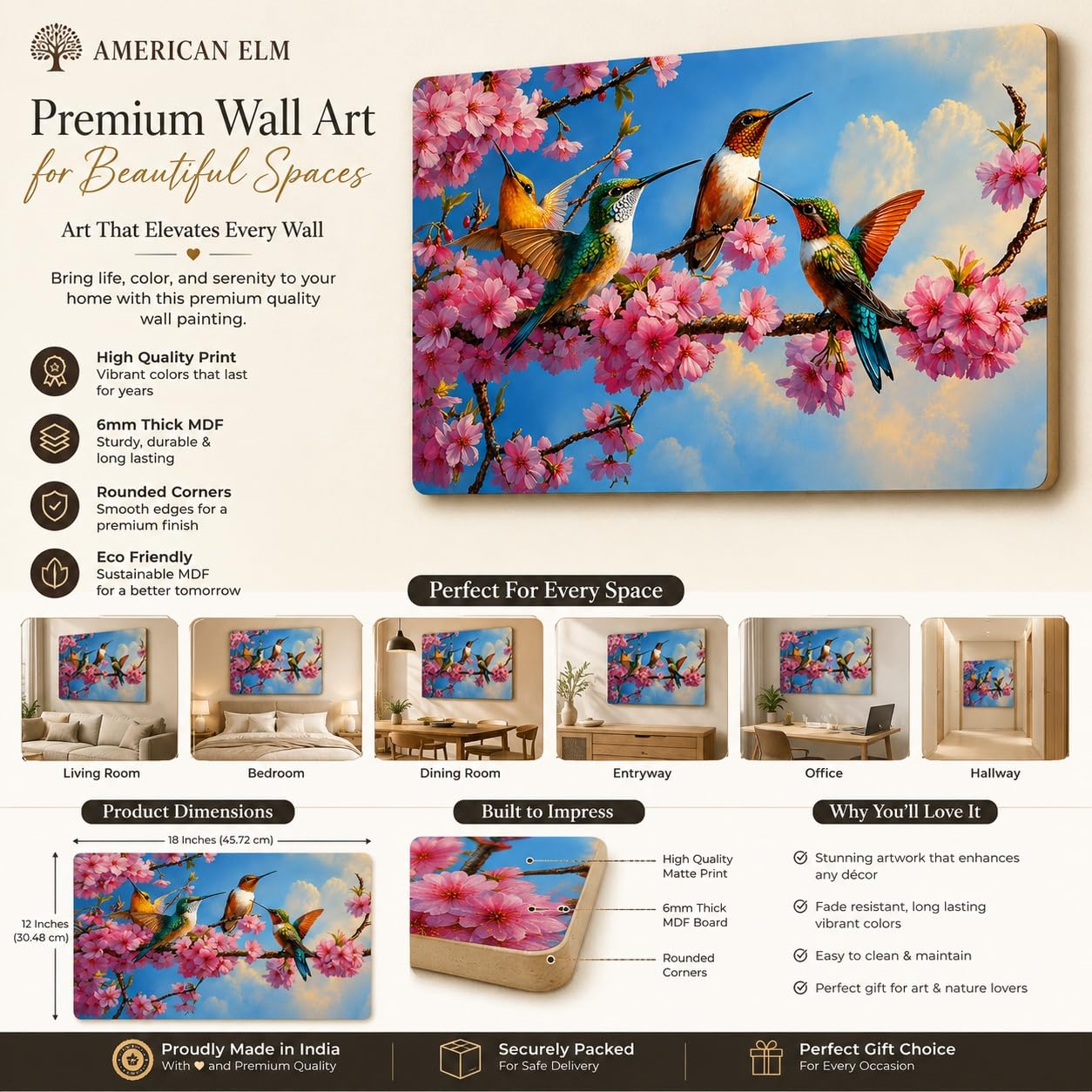 floral bird wall art for bedroom