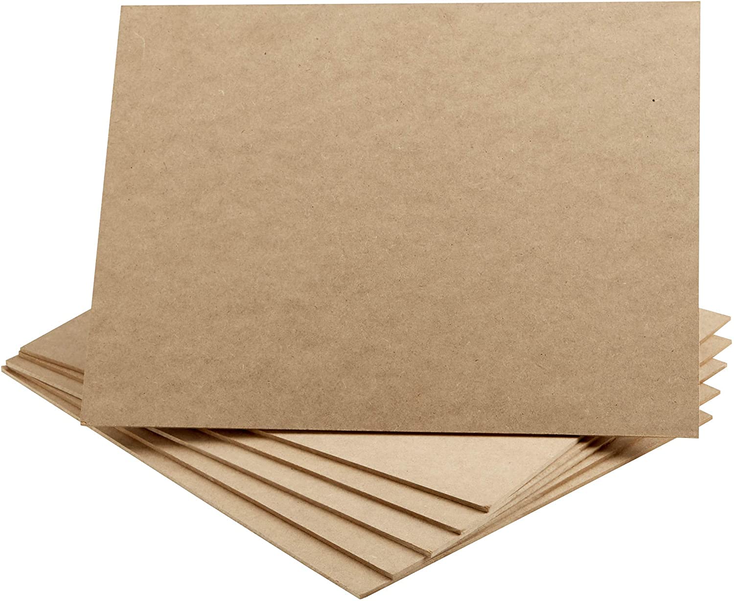 Stack of brown paper sheets on a white background