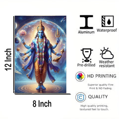 Decorative panel with a神像 design, featuring attributes like aluminum, waterproof, pre-drilled, weather-resistant, HD printing, and high quality.