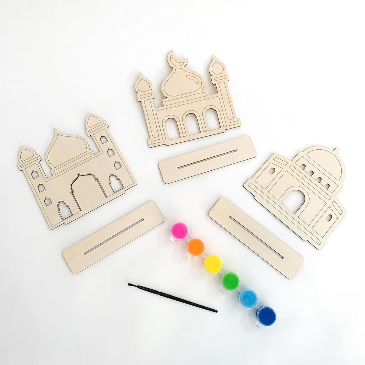 Cliths Set of 3 Paint Your Own Masjid DIY Wood Ramadan Eid Activity Muslim Craft Kit Eid Party Favor
