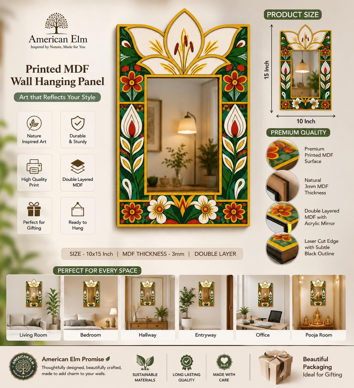 Decorative MDF Mirror Panel for Office Wall