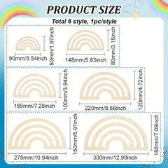 Measurement chart of rainbow-shaped cutouts with dimensions in millimeters and inches.
