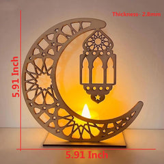Cliths Ramadan Mubarak Wooden Moon & Star Decor Islamic Eid Al Adha Ornament Muslim Festival