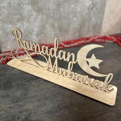 Cliths Freestanding Ramadan Mubarak Sign Wooden Islamic Table Decor DIY Paintable Eid Decoration Home & Party Decor