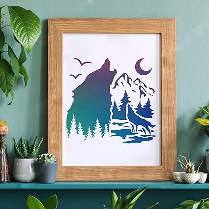 Create striking artwork with this wolf stencil,
