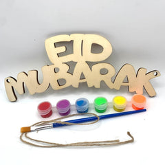 Cliths Eid Mubarak Wooden Banner Kit DIY Ramadan Decoration Islamic Party Decor Paintable Home & Gift