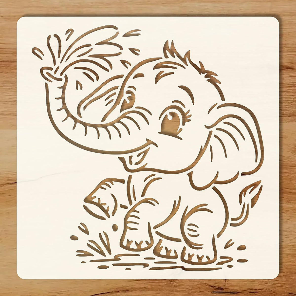 Reusable Baby Elephant Painting Stencil, PET Plastic DIY Art Template for Canvas, Fabric, Wood, Walls, Scrapbooking and Crafts, Washable Reusable Stencil for Painting