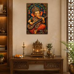 lord ganesha playing veena wall art