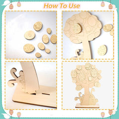Cliths Easter Wooden Cutout Kit Bunny & Egg Decorations Paintable MDF Craft Set for Easter Tree Party & Home Decor