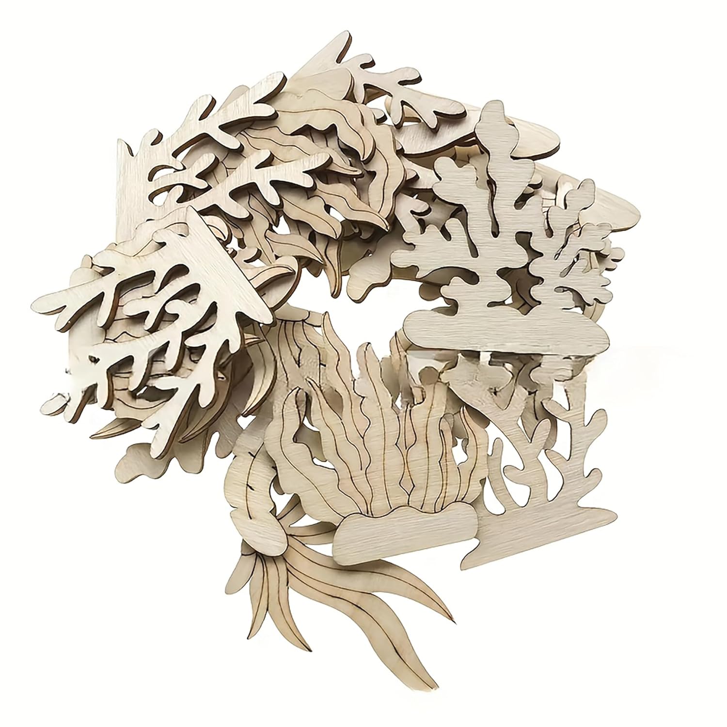 Wooden coral reef puzzle on a white background