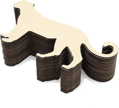 Stack of pet chew toys shaped like a dog on a white background