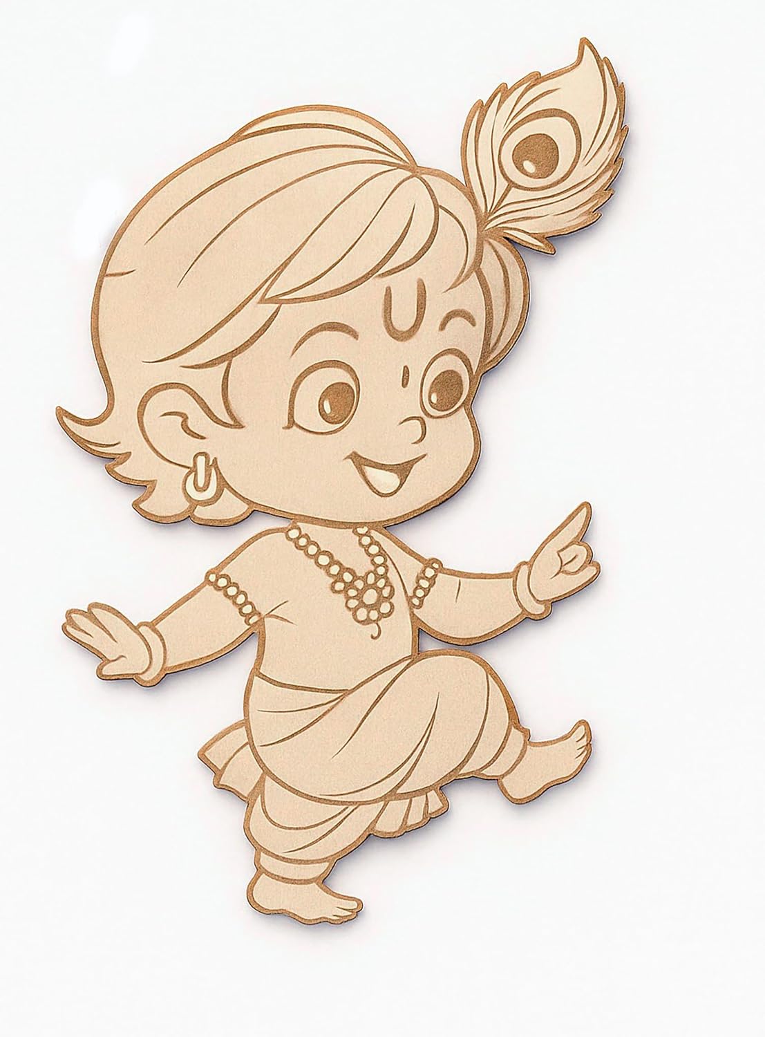 American Elm Baby Krishna MDF Cutout Pre Marked Wooden Craft for Janmashtami Decor