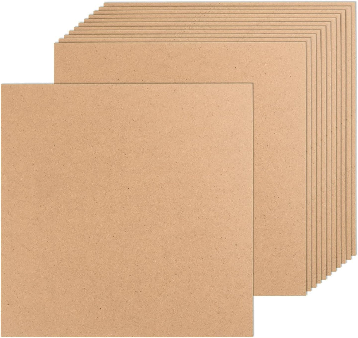 Multiple sheets of brown cardboard stacked on a white background
