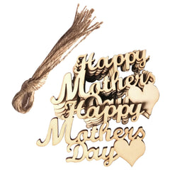 Wooden 'Happy Mother's Day' decoration with tassel on a white background