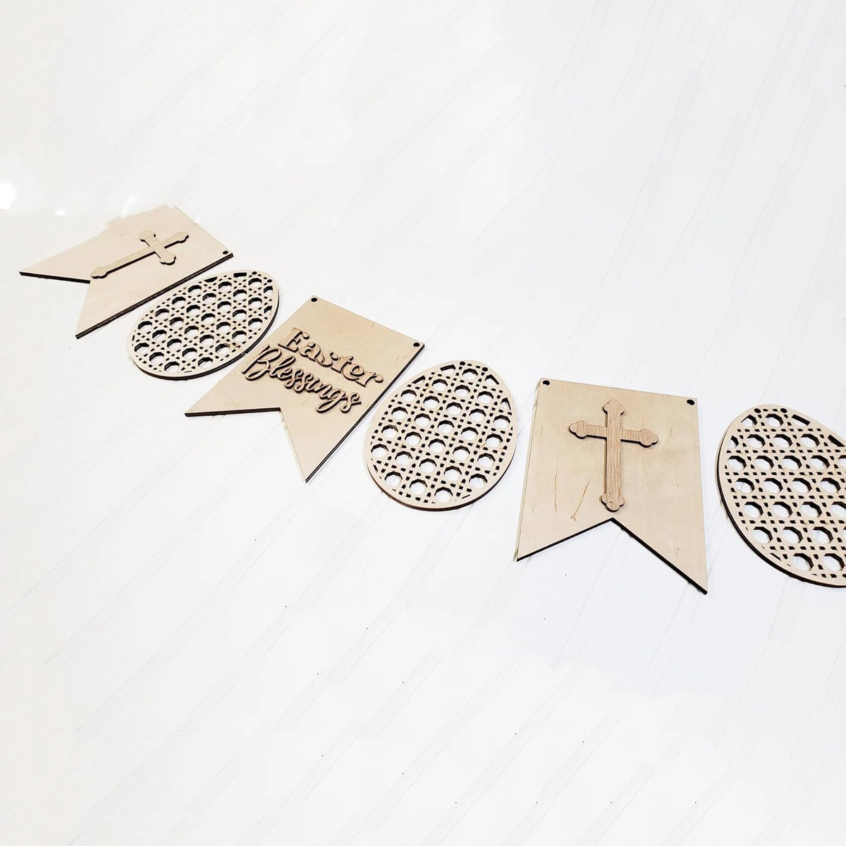 Cliths Easter Christian Wooden Banner Pack of 6 Rustic "Easter Blessings" Signs for Fireplace Wall & Porch Decor