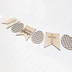 Cliths Easter Christian Wooden Banner Pack of 6 Rustic "Easter Blessings" Signs for Fireplace Wall & Porch Decor