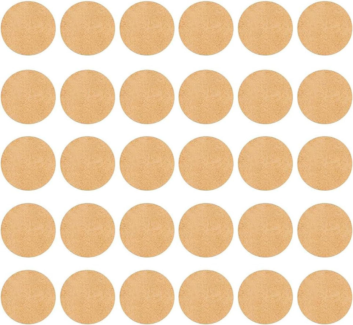 Multiple beige circular stickers arranged in a grid pattern.