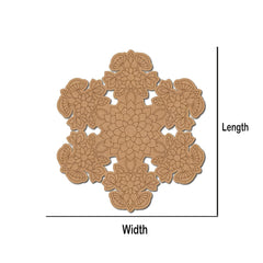 Decorative wooden cutout with floral patterns on a white background