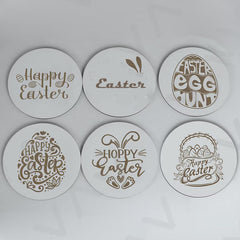 Cliths Set of 6 Easter Wooden Coasters Funny Rustic Drink Coasters with Easter Quotes Home Decor