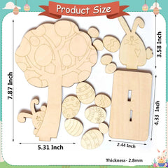 Cliths Easter Wooden Cutout Kit Bunny & Egg Decorations Paintable MDF Craft Set for Easter Tree Party & Home Decor
