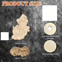 Cliths 12pcs Wooden Witch Ornaments for DIY Crafts Halloween Wood Slices