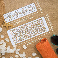 Pack of 6 Reusable Border Painting Stencils, Cherry Blossom, Moroccan & Greek Decorative Patterns for Wall Art, Crafts, Cliths