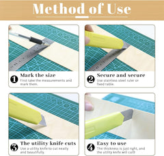Instructions on using a utility knife with a cutting mat