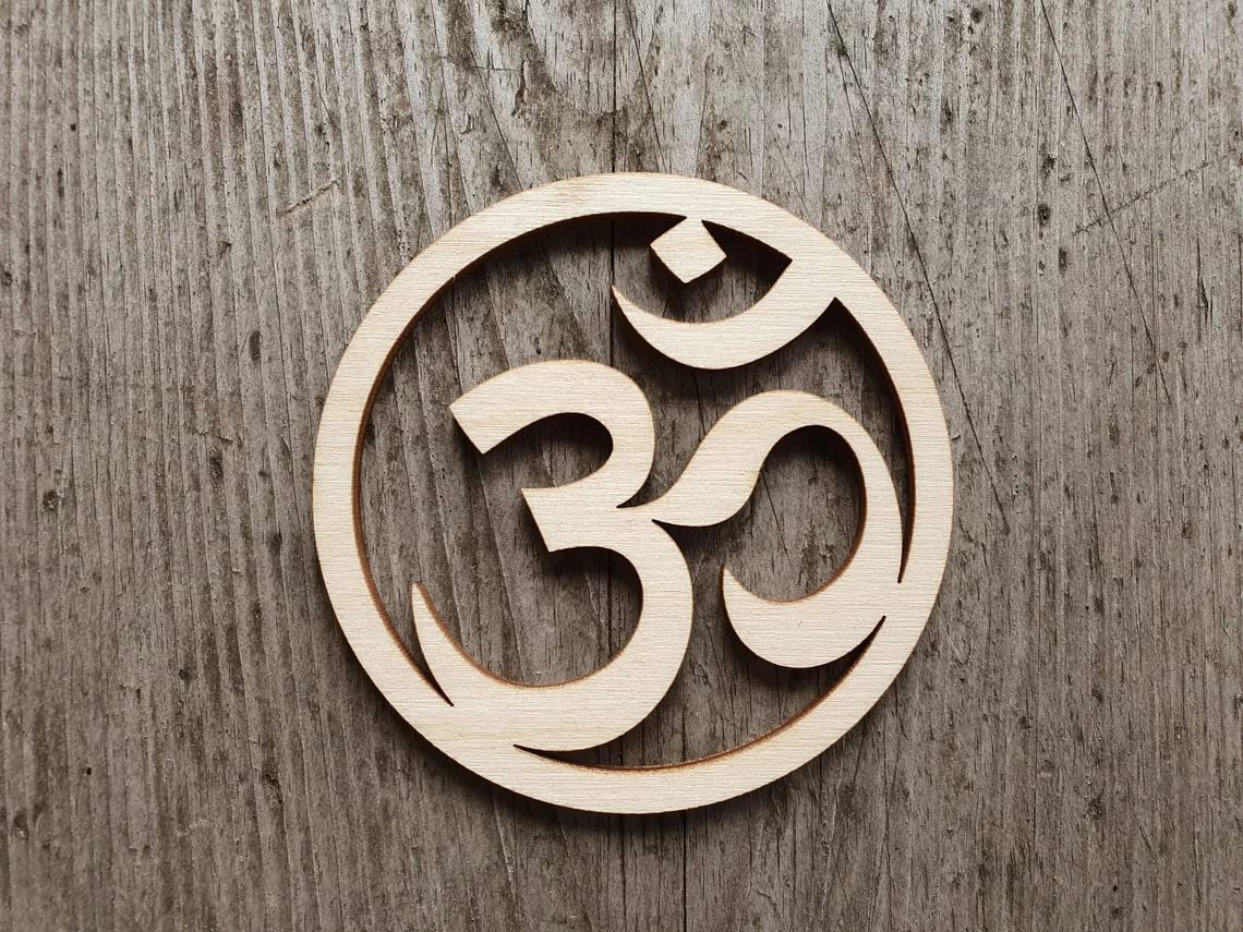 Wooden Om symbol on a wooden background