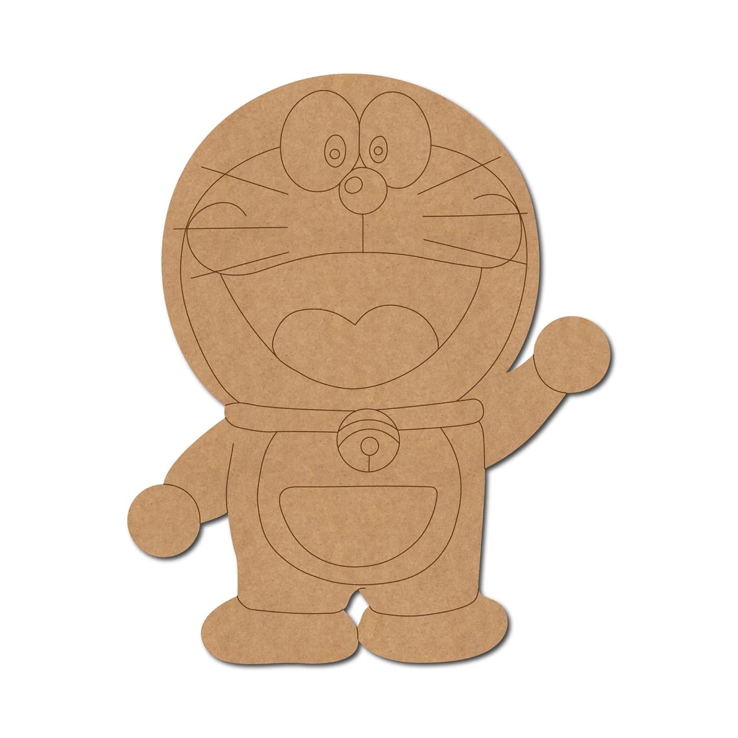 Cardboard cutout of a cartoon character on a white background