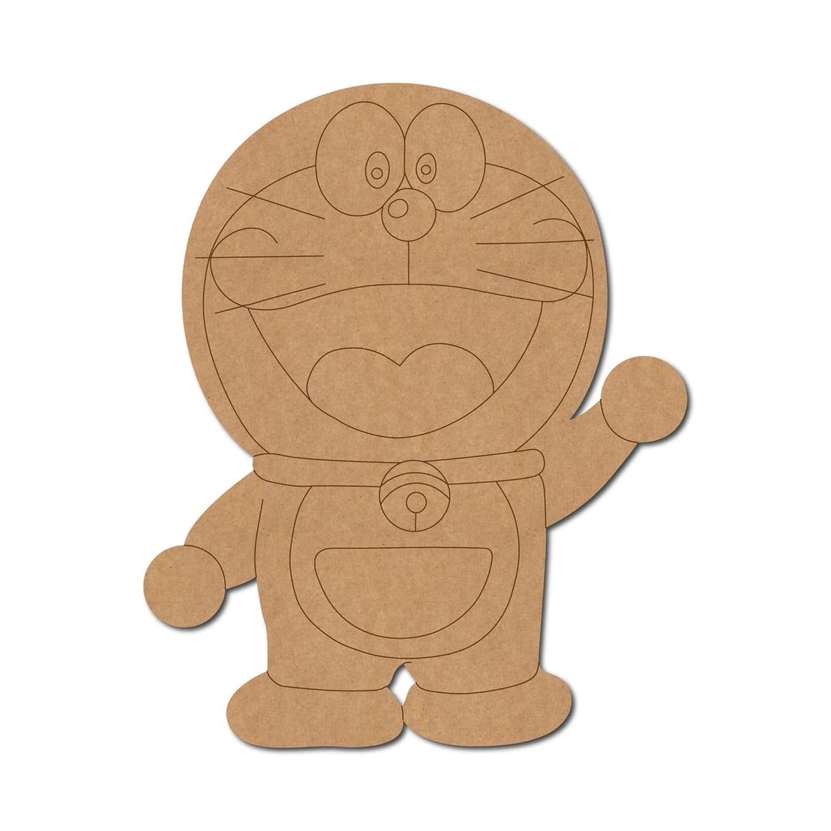 Cardboard cutout of a cartoon character on a white background