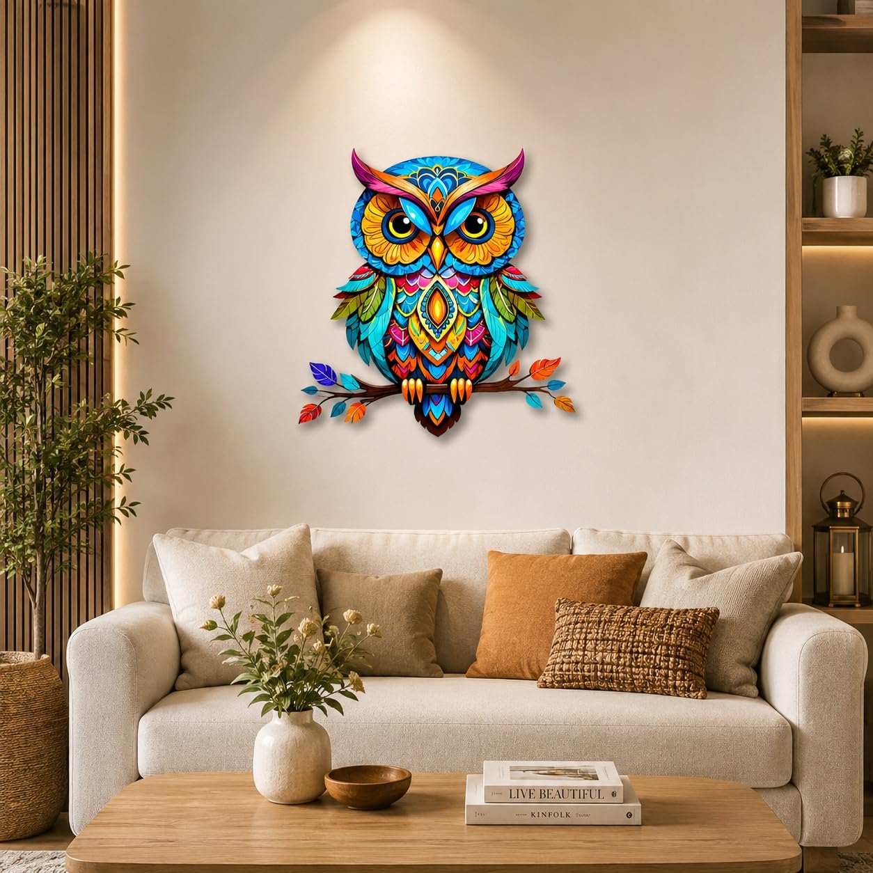 colorful owl wall art for home decor