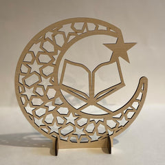 Cliths Set of 3 Wooden Crescent Stands Kaaba Quran & Prayer Table Decor Ramadan Eid Mubarak Islamic Centerpieces