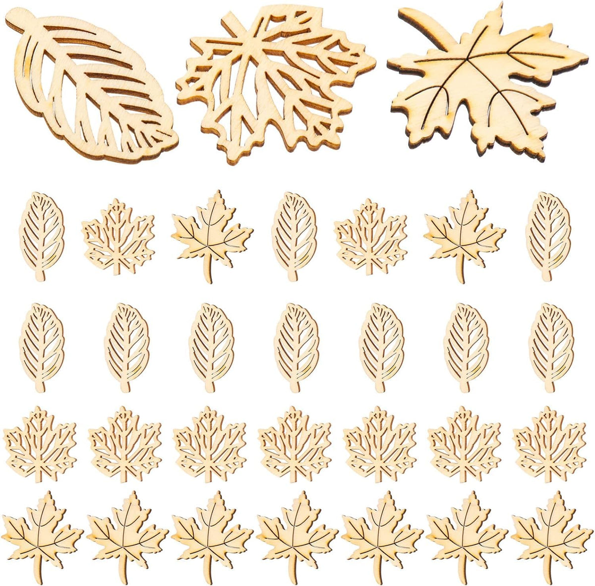 Cliths 20 Pcs Maple Leaf Wood Cutouts Hollow Out DIY Craft Shapes for Fall Decor, MDF Wood Slices Unfinished Ornaments