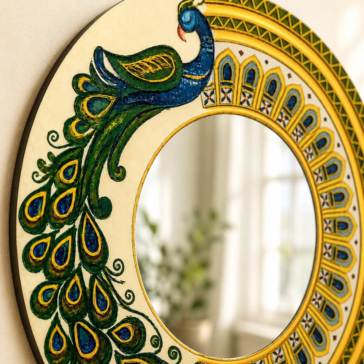 peacock acrylic mirror wall hanging