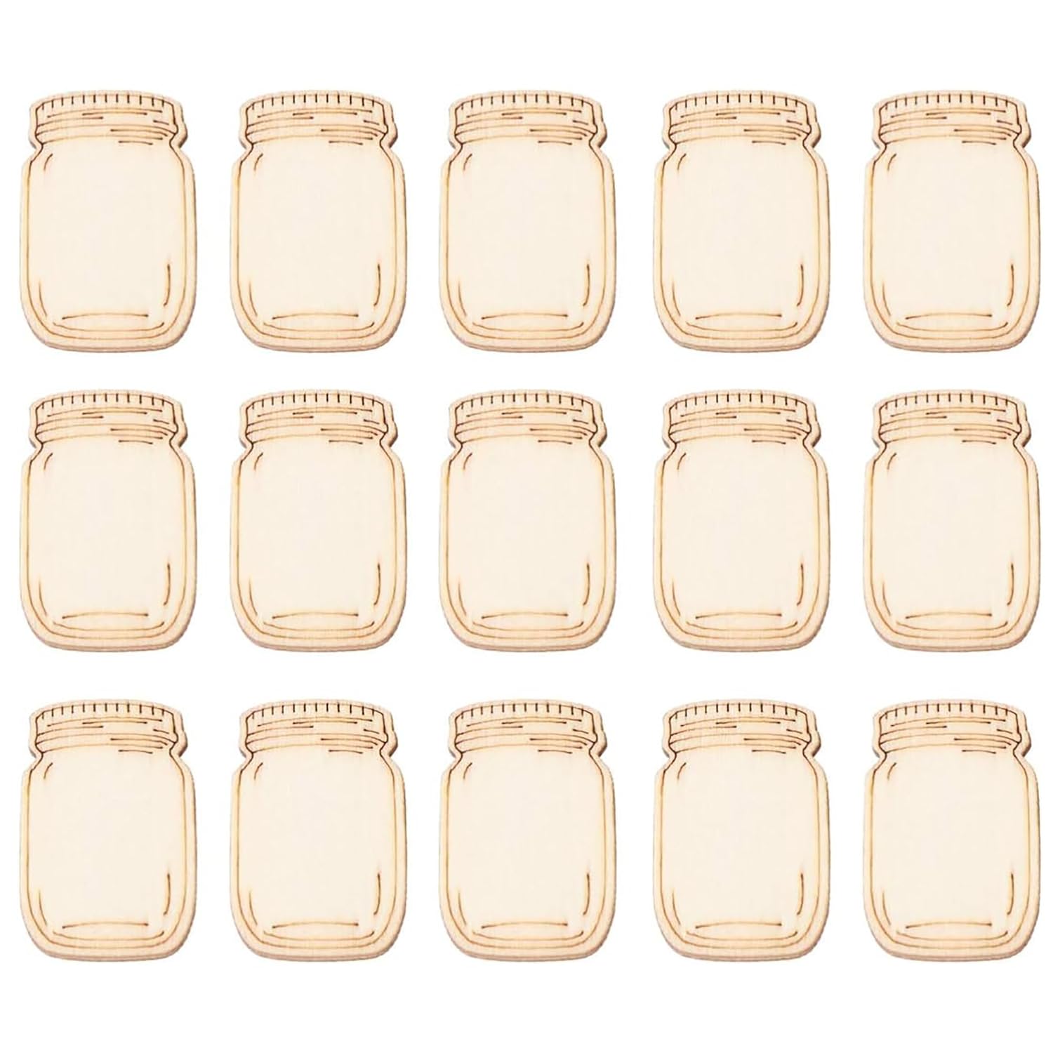 Set of 16 clear glass jars with metal lids on a white background
