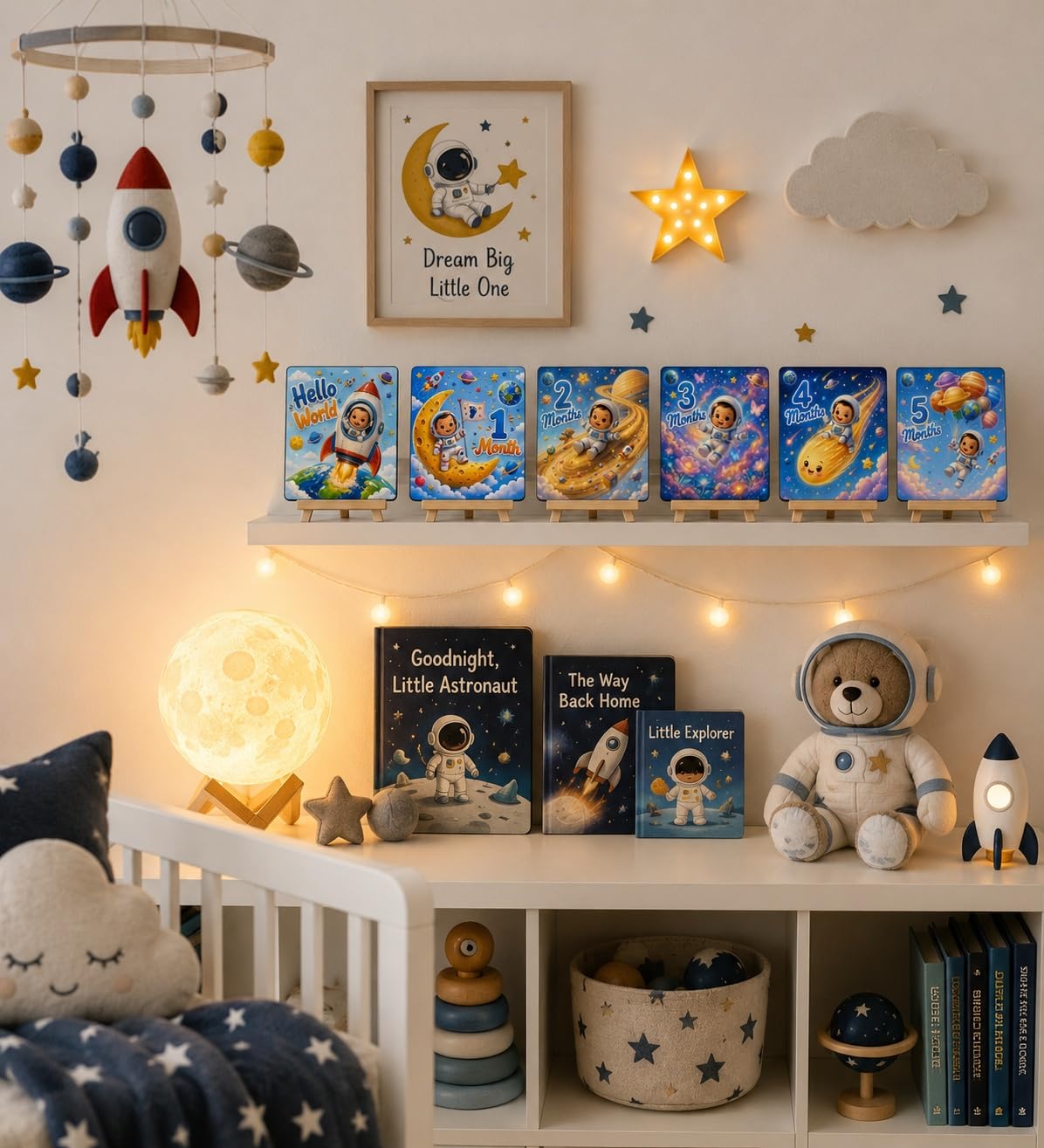 space themed newborn milestone cards