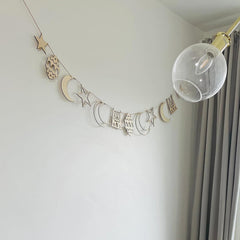 Cliths Wooden Ramadan Garland Islamic Holiday Banner Eid Mubarak Decor for Home & Party Decorations