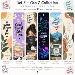 Pack of 18 Gen Z Collection Wooden Bookmarks Set for Trendy Reading Journaling and Gifting Aesthetic Gaming Travel Minimal Design American Elm