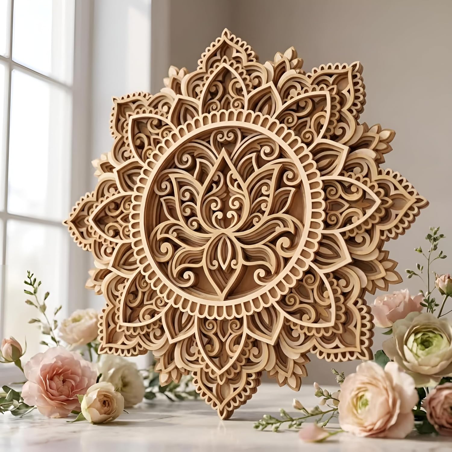 multilayer mandala wall art wooden