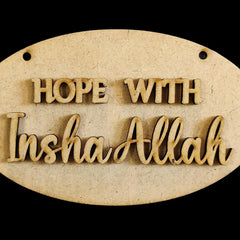 Cliths Hope with In Sha Allah Wooden Wall Decor Set of 2  Islamic Calligraphy Ramadan Eid Home