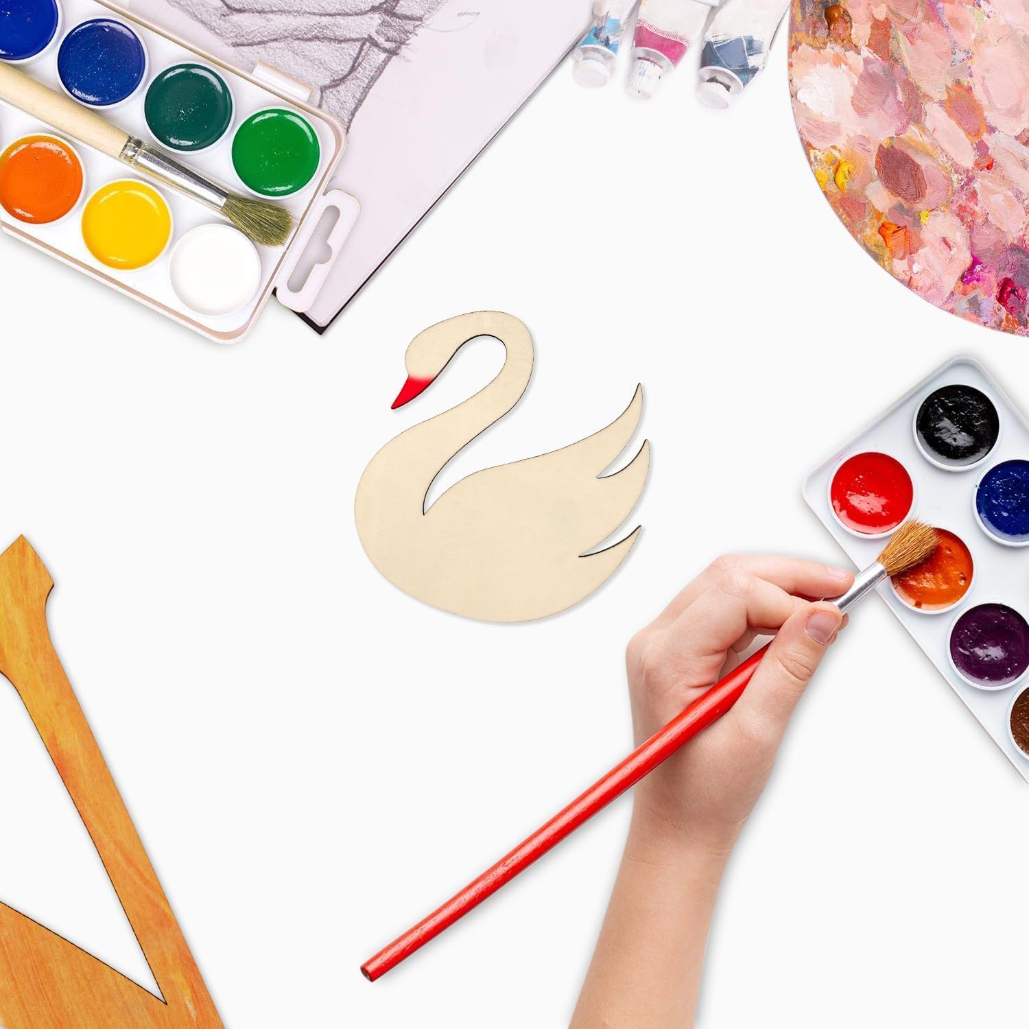 wooden swan ornaments for home decor