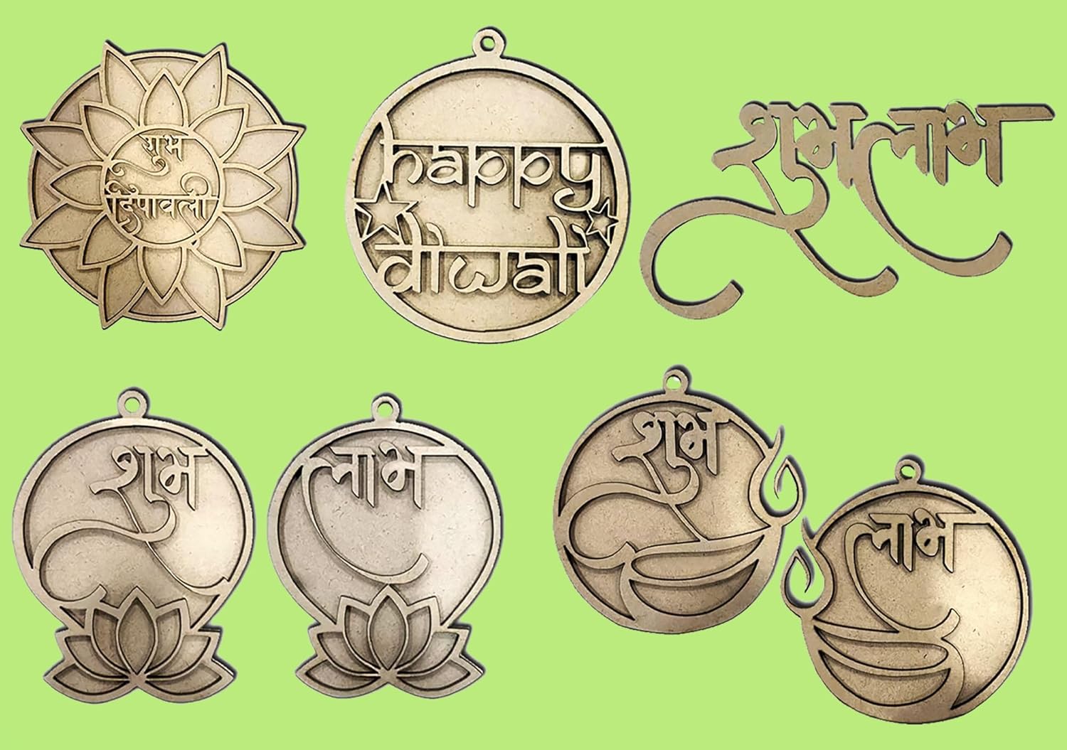 Bronze medallions with engraved designs and text on a green background