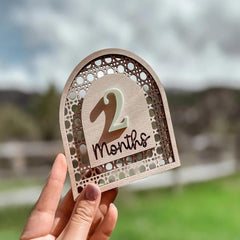 Cliths Boho Baby Milestone Cards Set 12 Month Markers with Wooden Board Photo Props Newborn Photoshoot