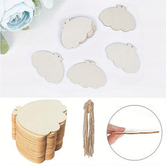 Set of white cloud-shaped paper tags with string, displayed on a white background.