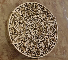 American Elm 7 Layer Flower Mandala Wall Art 3D Wooden Decor MDF Cutout Home Decoration Wall Hanging