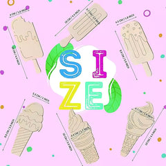 Measurement chart with ice cream cone and popsicle shapes on a pink background