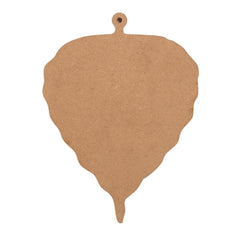 Brown leaf-shaped cutout with a hole at the top on a white background